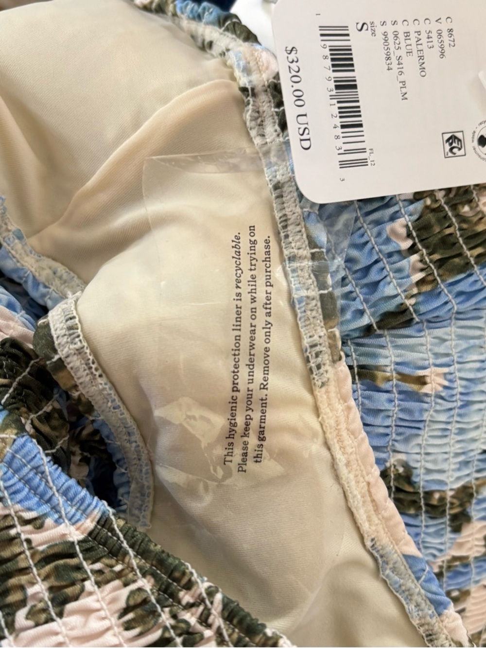 NWT! Peony x Free People Smocked One-Piece Swimsuit Palermo ~ S - Picture 6 of 7
